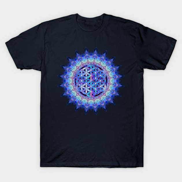 Flower Of Life Blue Violet Colored Stars Heaven T-Shirt by EDDArt